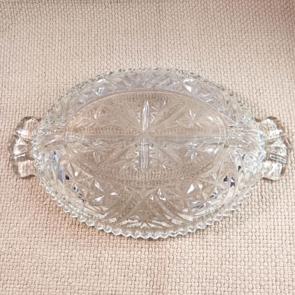 Vintage Glass Two Part Divided Relish Dish EUC - Picture 3 of 7